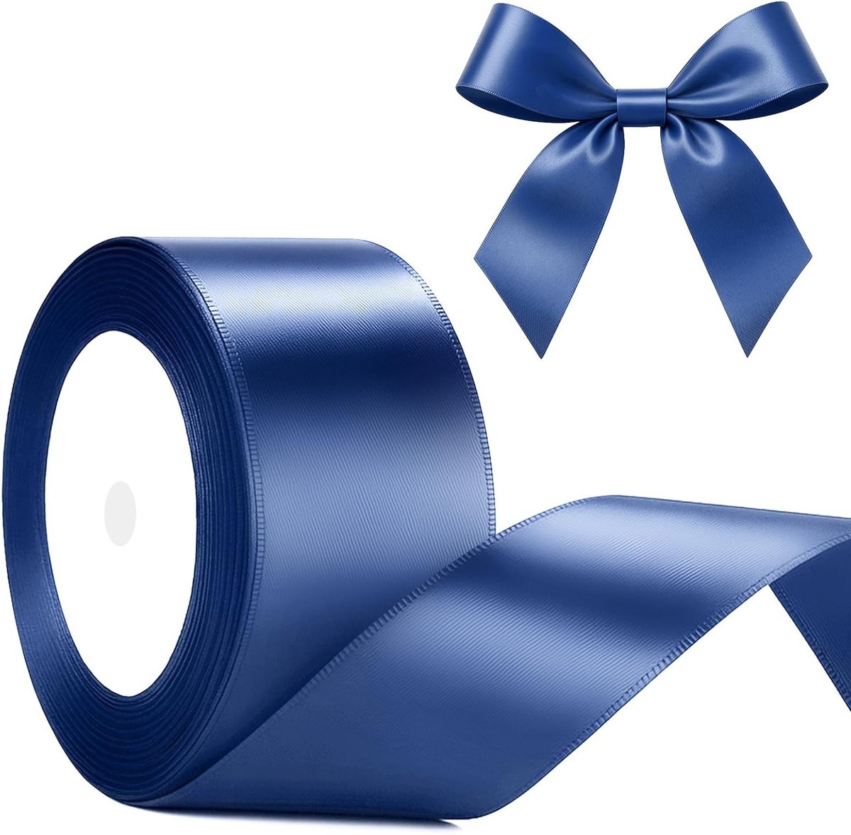 Donkerblauwe Satijnen Lint 50mm: Decoratief Cadeaulint, 22m Lint voor Creatieve Projecten, Versiering voor Cadeauverpakking en Decoratie