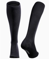 KANGKA® Compressiekousen met Open Teen Maat L - Reissokken - Steunkousen voor Hardlopen, Wandelen, Vliegtuig - Unisex - Zwart