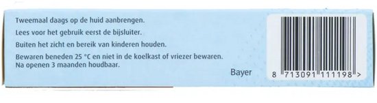 Verpakking van Canesten crème met instructies en barcode.
