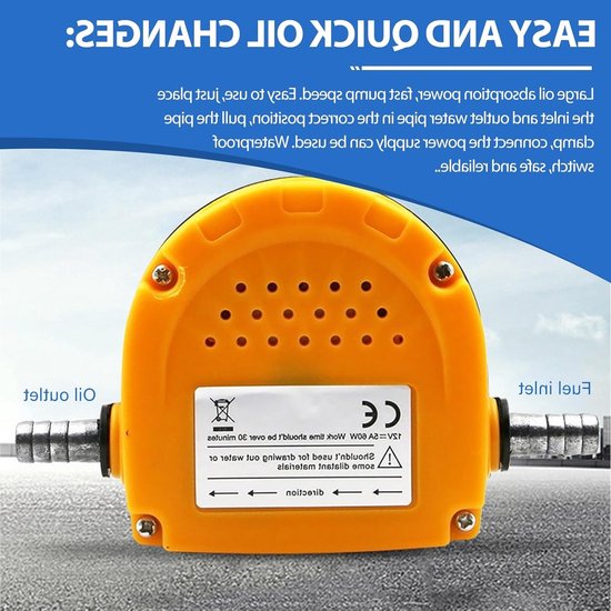 Krachtige 12V elektrische olieafzuigpomp voor auto, motor en vrachtwagen - ideaal voor brandstof en olie afzuigen met buizen en accessoires van Merkloos — afbeelding 3