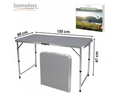 OPVOUWBARE CAMPINGTAFEL VAN GRIJS ALUMINIUM 120 × 60 × H67 CM