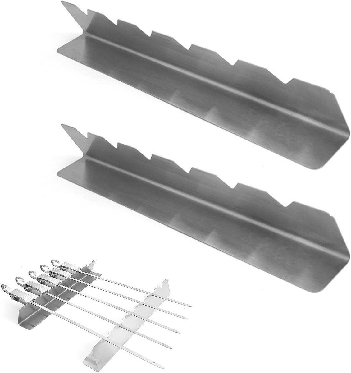 Set van 2 RVS Spieshouders voor Kebab, BBQ Accessoires voor Kamperen en Buitenbarbecue, Perfect voor Grillen en Picknicken
