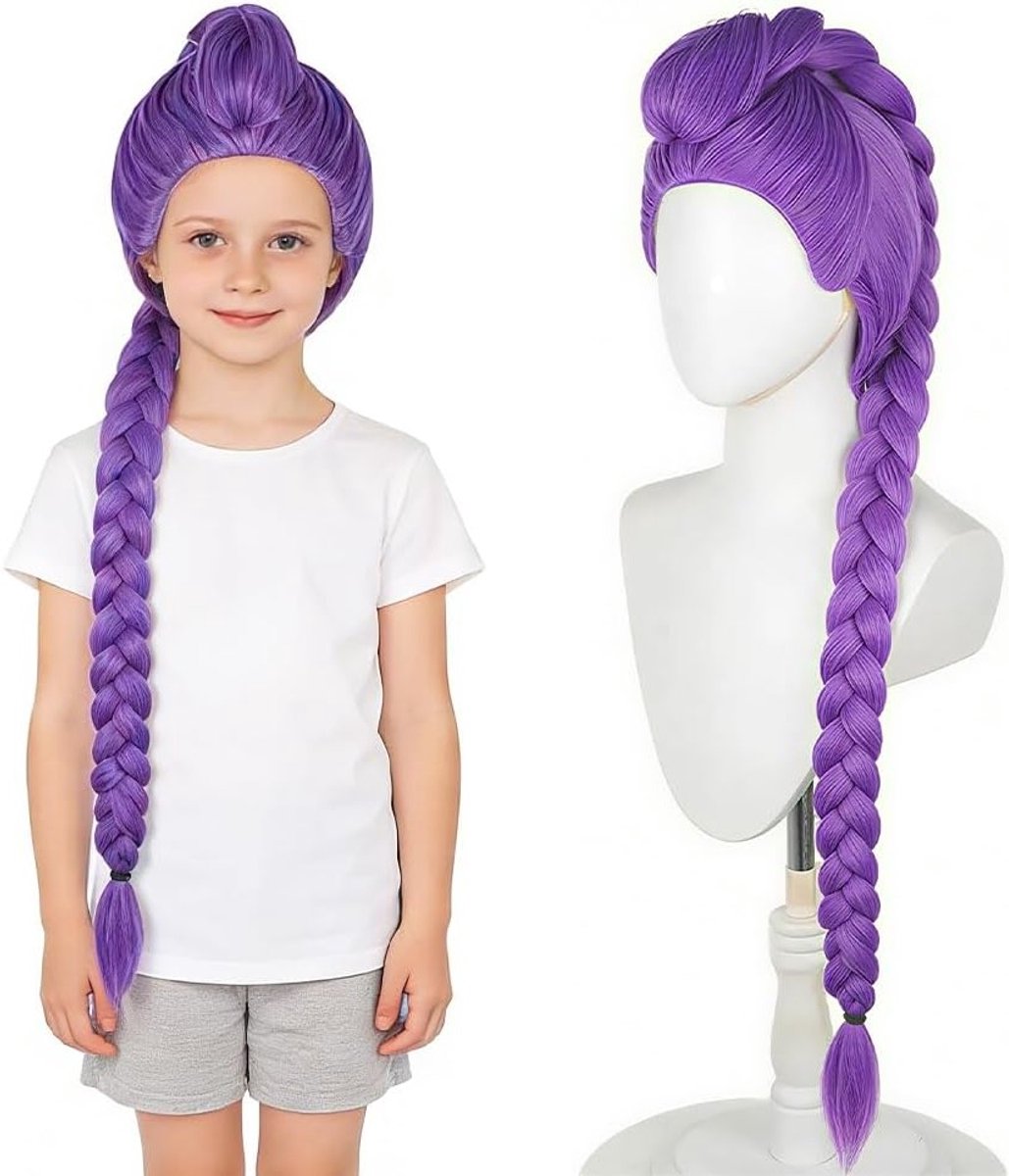 Anime Cosplay Kostuum Peruk voor Vrouwen en Mannen - Paarse Vlecht Peruk van Hittebestendig Synthetisch Haar voor Carnaval en Feestjes