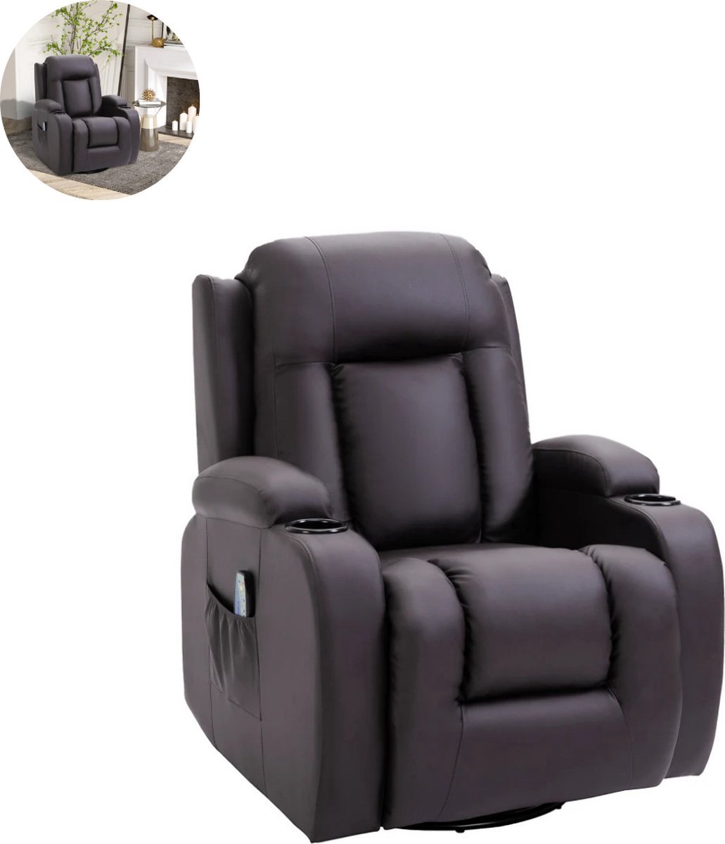 Massagestoel - Relaxfauteuil - Zetel - 1 persoons - Met armleuning - Zeer comfortabel - Elektrisch - Donkerbruin
