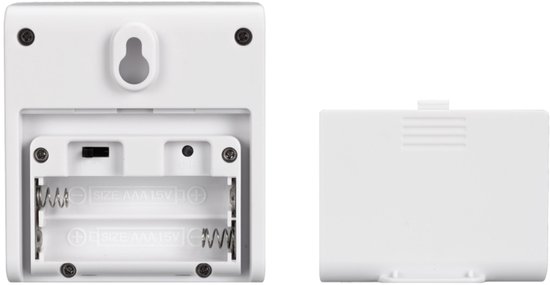 Witte Bresser weerstation met batterijcompartiment en deksel.