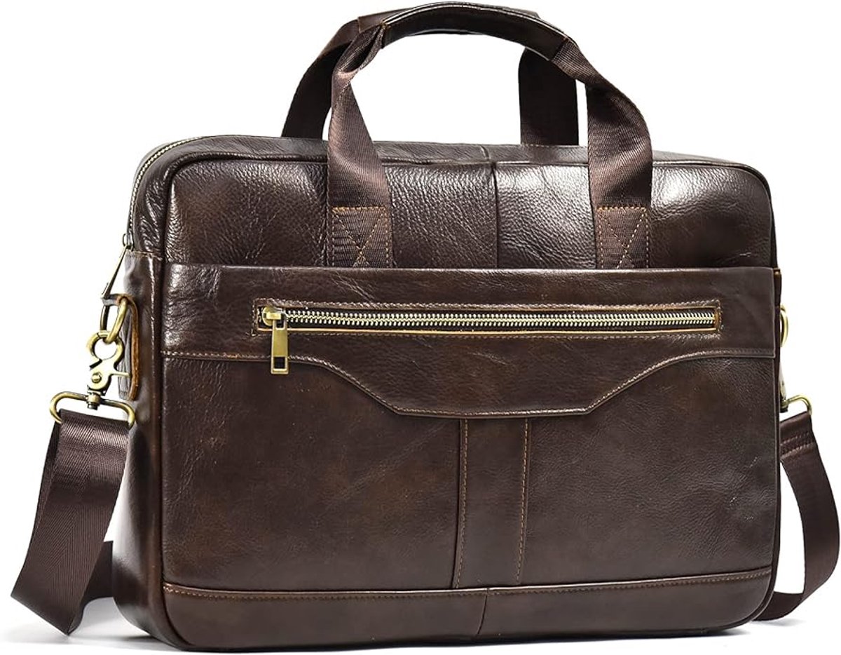 Leren Laptoptas - Laptoptas - Leren Tas - Luxe Leren Laptoptas - Werktas - Schoudertas - Business Tas - Leren Business Tas - 15.6 inch - Donkerbruin - van Imperatoris