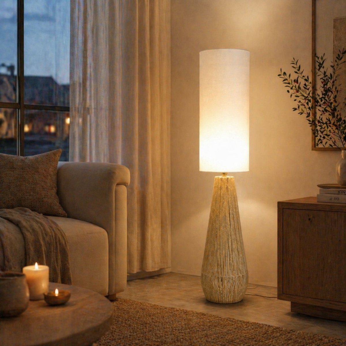 LuxaLiving Boho Rotan Vloerlamp 130cm - Warme Sfeerverlichting thumbnail 4