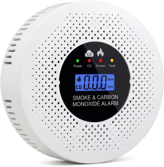 1stuks rookmelder - koolmonoxidemelder - 2-in-1 brandrookmelder - werkt op batterijen - draagbaar met sensor - met waarschuwingslicht - met digitaal display - geschikt voor auto's, keukens, huizen en garages - (zonder batterijen)