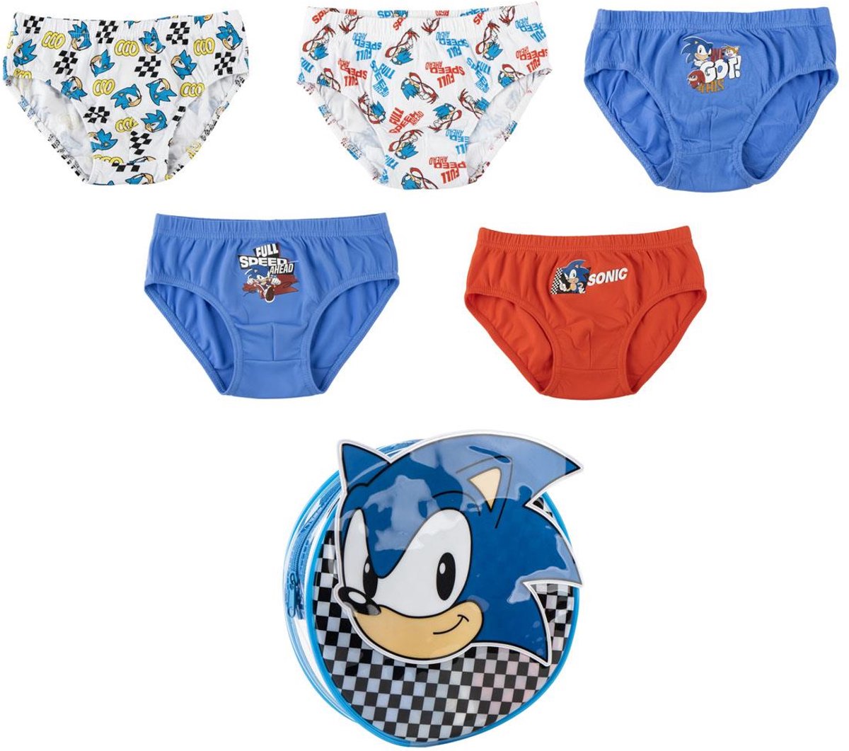 Sonic Ondergoed Set Jongens – 5 Stuks – Sonic the Hedgehog – Kinder Onderbroek – Inclusief Opbergtas