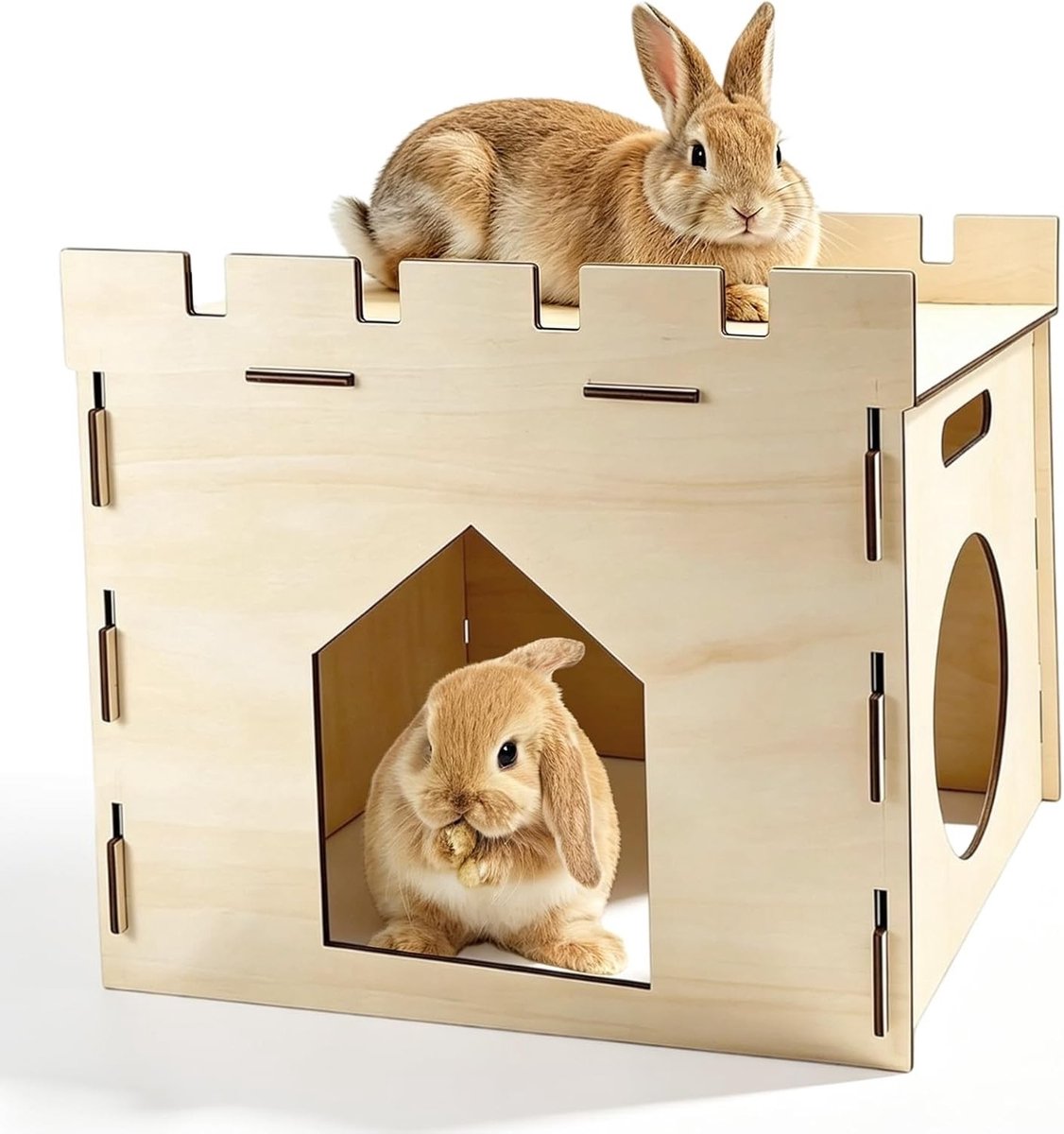 Verwijderbaar Houten Konijnenhuis voor Binnen, 40 x 29 x 30 cm, Geschikt voor Konijnen, Cavia's en Hamsters, Dierlijke Schuilplaats