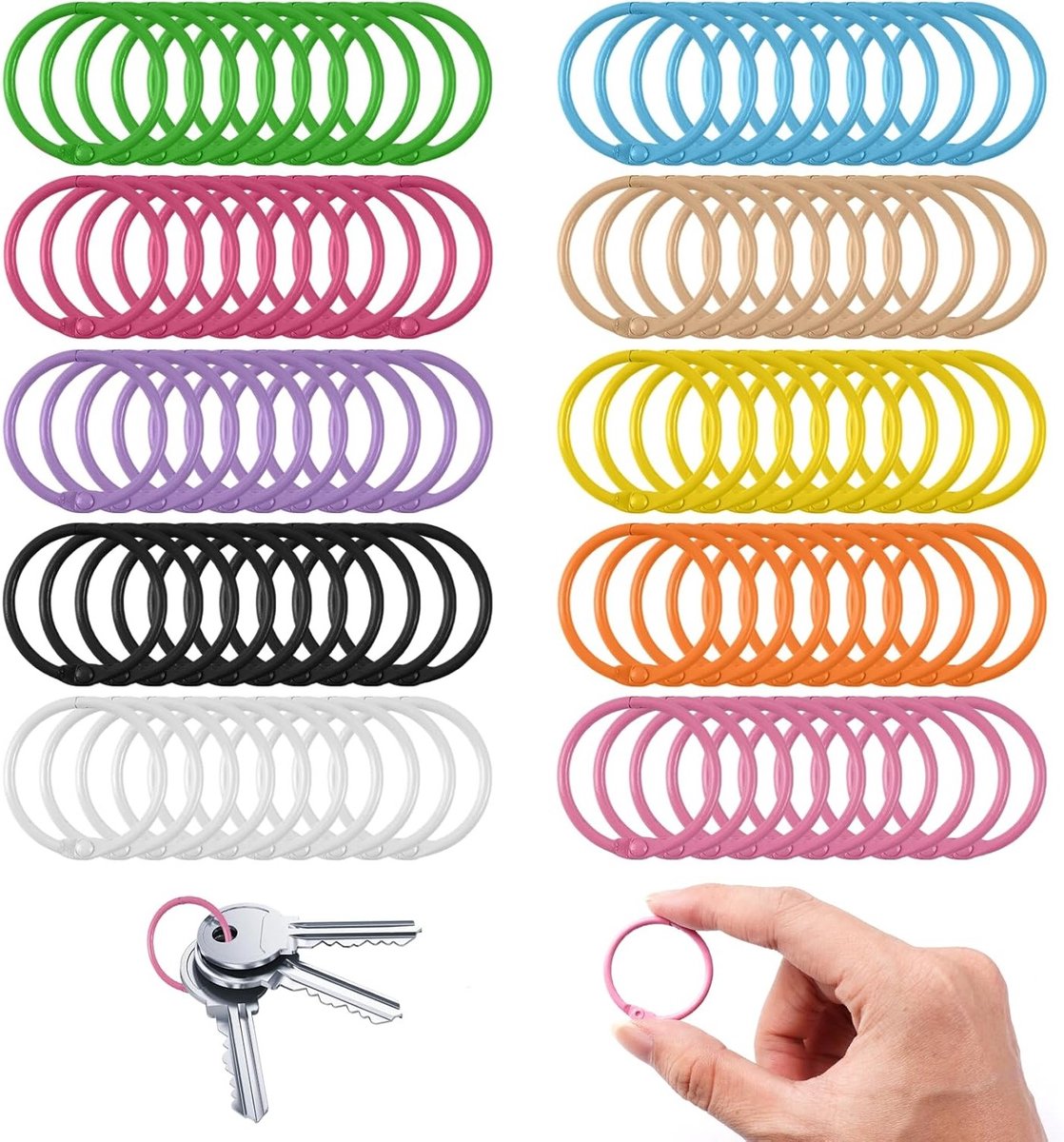 Kleurige metalen boekringen 100 stuks 30 mm voor scrapbooken, fotoalbums en kantoorgebruik