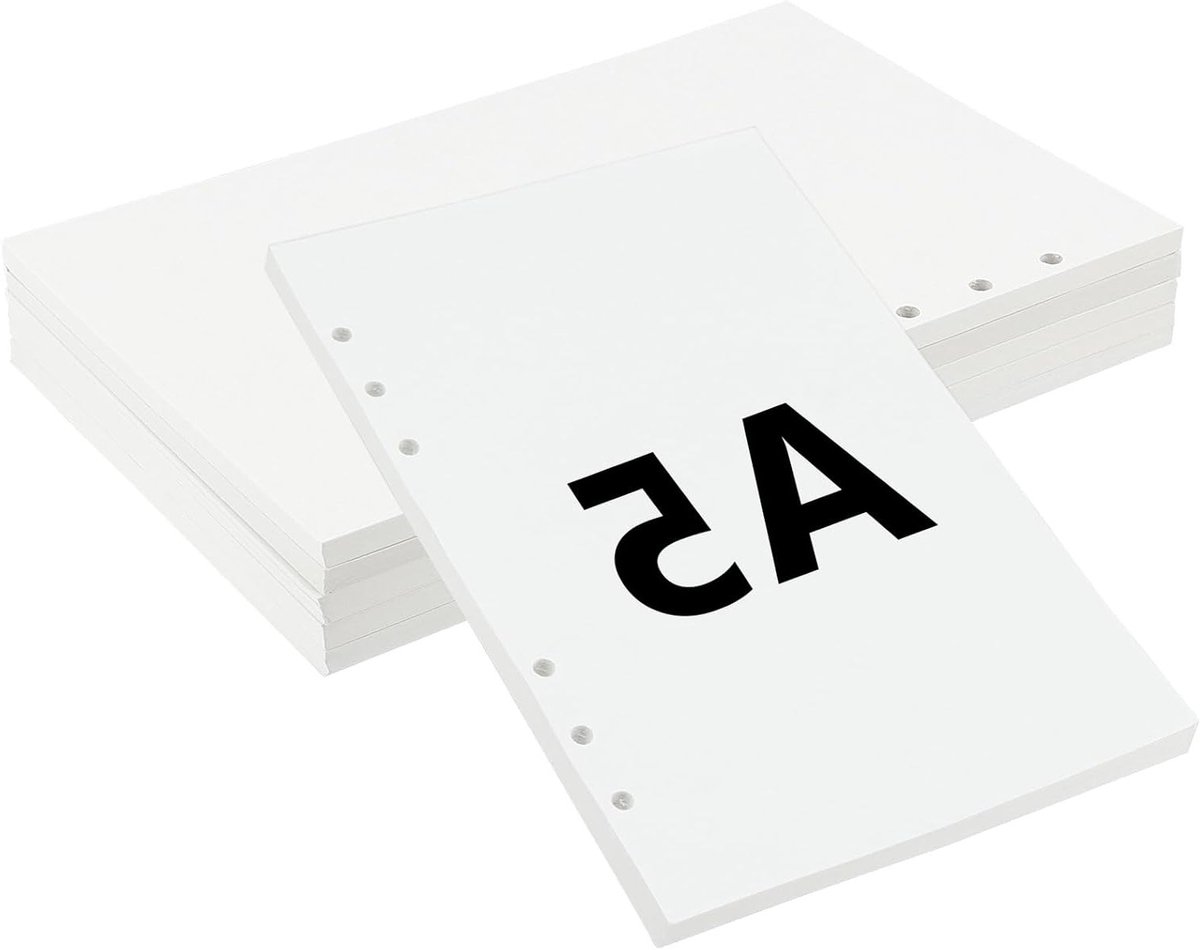6 Stuks A5 Blanco Navullingen Papier, 270 Vellen/540 Pagina's, 6-Gat Perforatie, 100gsm Invoegpapier voor Ringbanden en Notitieboeken