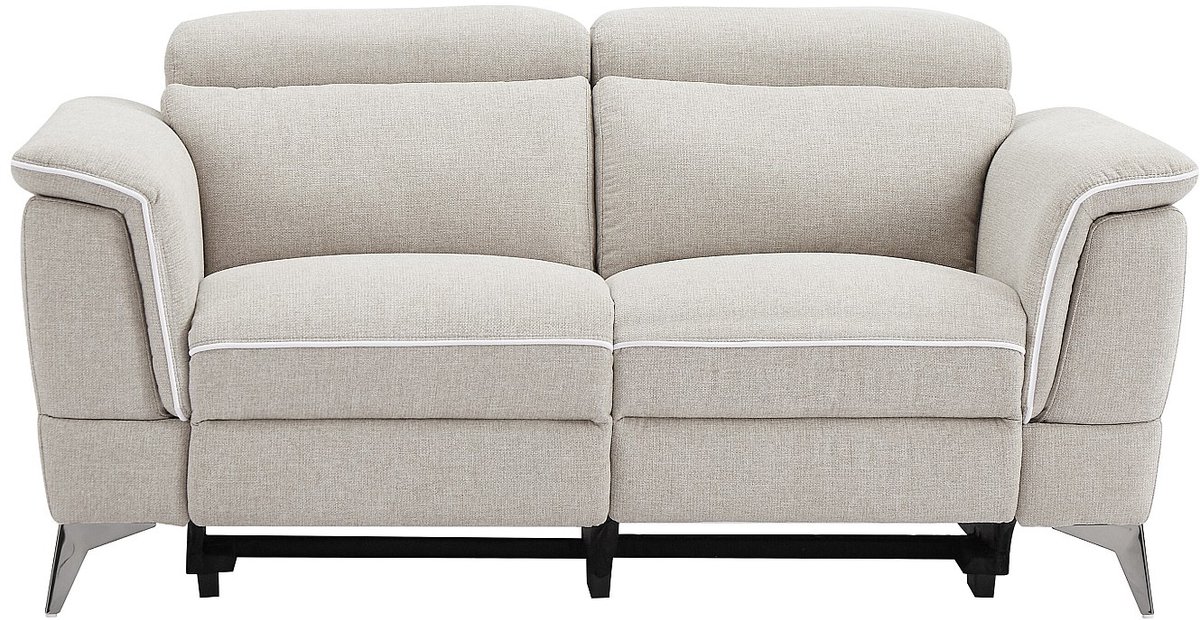 Vente-unique Elektrische relaxbank met 2 plaatsen in beige stof MACARI