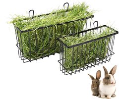 Hooiruif Konijn Metaal Set van 2 - Hygiënisch Voeren - Stevig & Duurzaam - Eenvoudige Bevestiging met Haken - Voor Konijnen & Cavia’s - Hooiruif Cavia - Voerrek Kleine Dieren