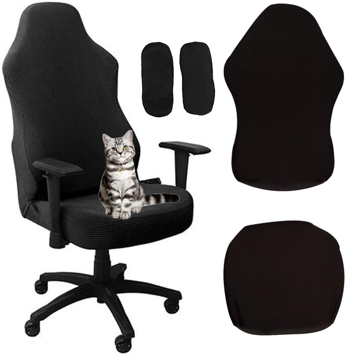 Verstelbare en Wasbare Stoelhoezen voor Gaming en Kantoor, 4-Pack, Rekbaar en Antislip, Bescherming voor Computerstoelen