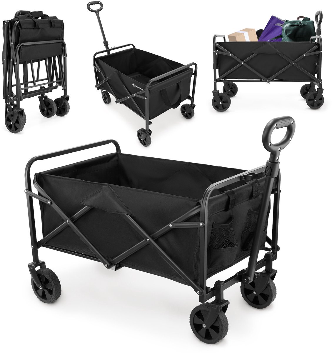 HyperMotion HYP26 Camping Cart – Opvouwbare Transportwagen – 80 kg Belastbaar – All-Terrain Wielen – Zwart