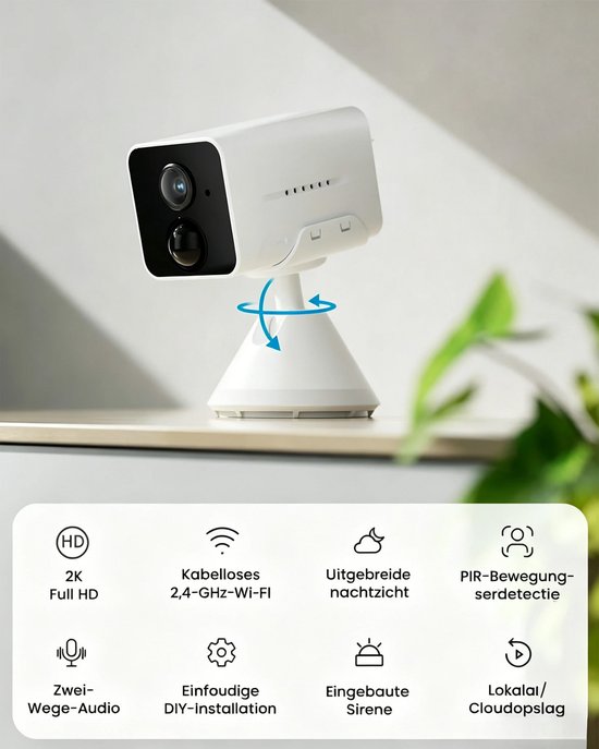 ieGeek Bewakingscamera voor Binnen met Accu - Bewakingscamera voor Binnen - Wifi-IP-Camera - Draadloze Bewakingscamera met Nachtzicht - PIR-Bewegingsdetectie - Tweeweg-Audio - Cloud/Geheugenkaart - mit 32G Karrt - 3Stuks van ieGeek — afbeelding 3