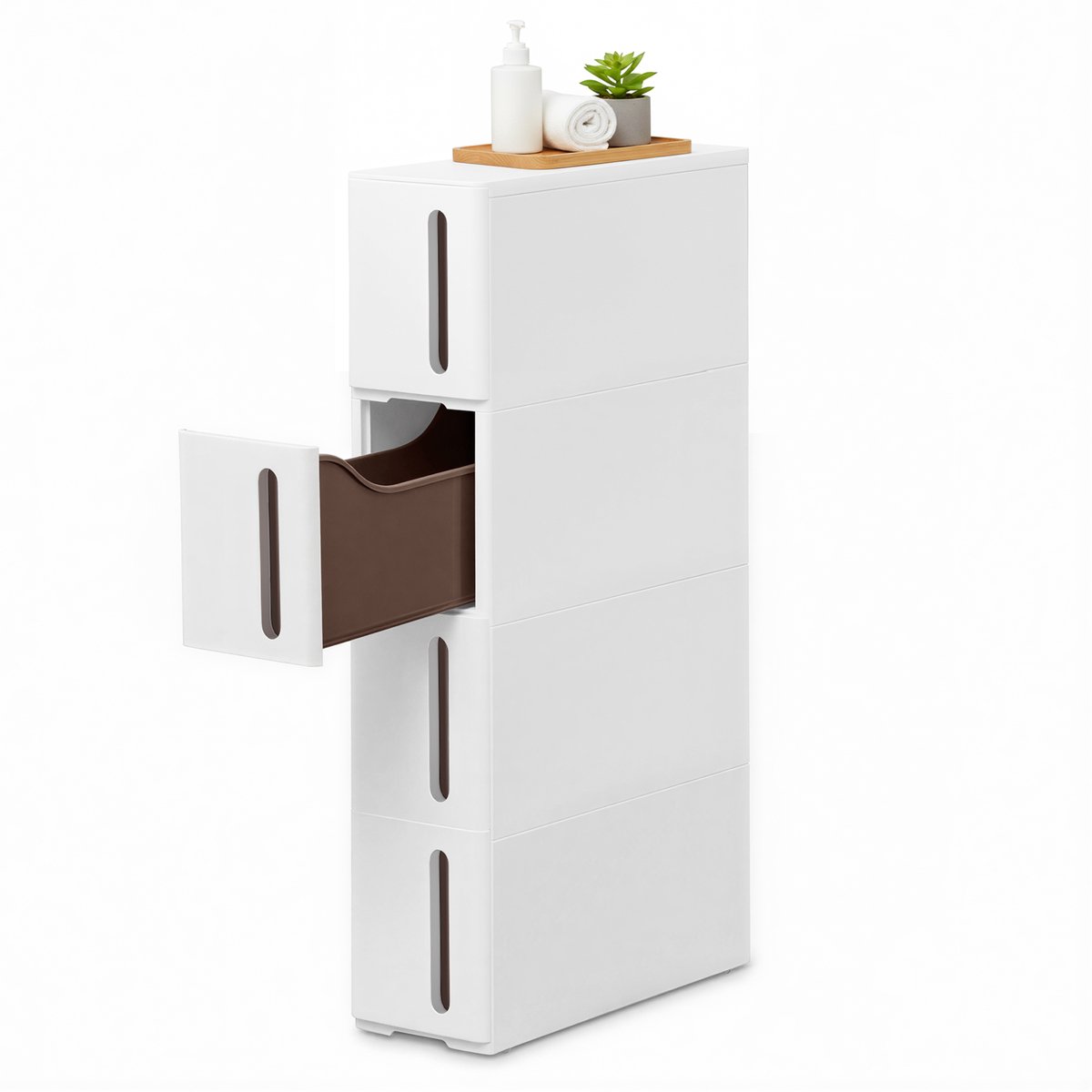 SONGMICS - Serveerwagen - Met Wielen - 4 Uittrekbare Laden - Badkamer Opbergrek van Kunststof