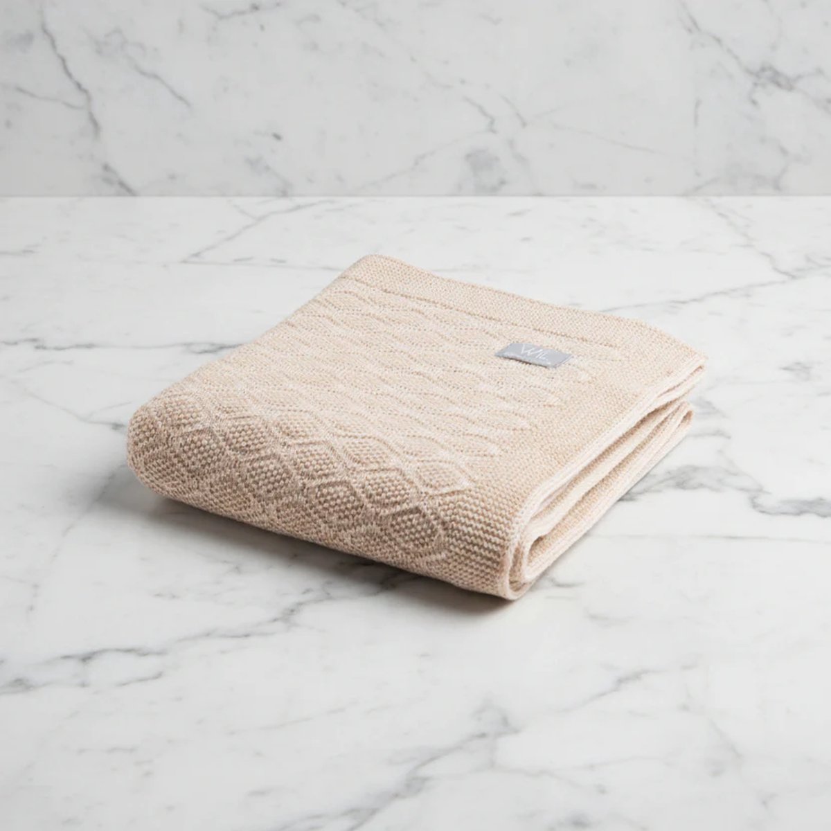 Merino wol babydeken - Beige - 75x95 cm - ruitjespatroon
