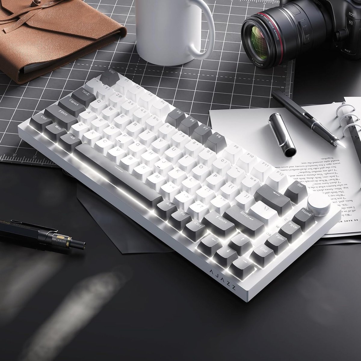 Ajazz AK820 - Mechanisch Toetsenbord 75% - Wit/Grijs thumbnail 5