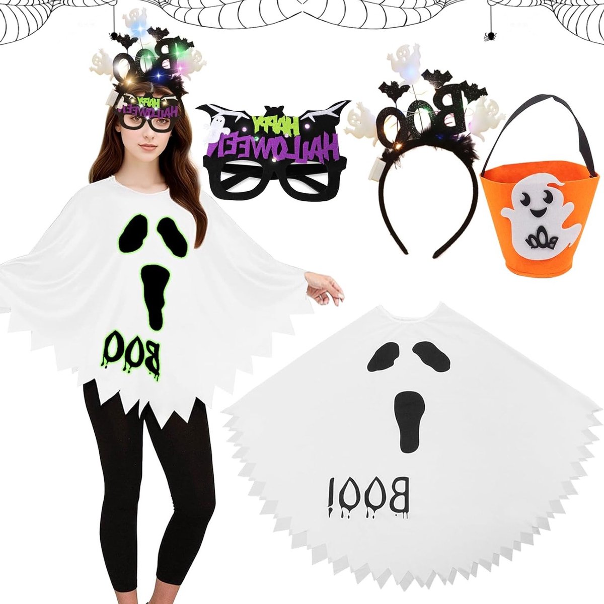 Halloween Kostuum voor Vrouwen - Pompoen Cape met Creepy Print voor Feestelijke Gelegenheden