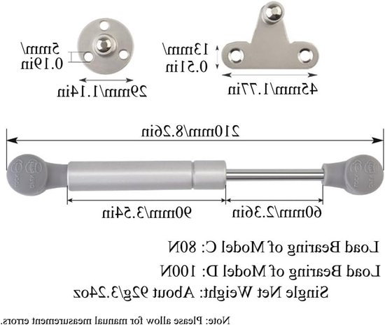 2 stuks Gasveer Liftsteun 80N, Zachte Sluiting voor Kasten, Speelgoeddozen en Opbergdozen, 20.5 cm Lang — afbeelding 5