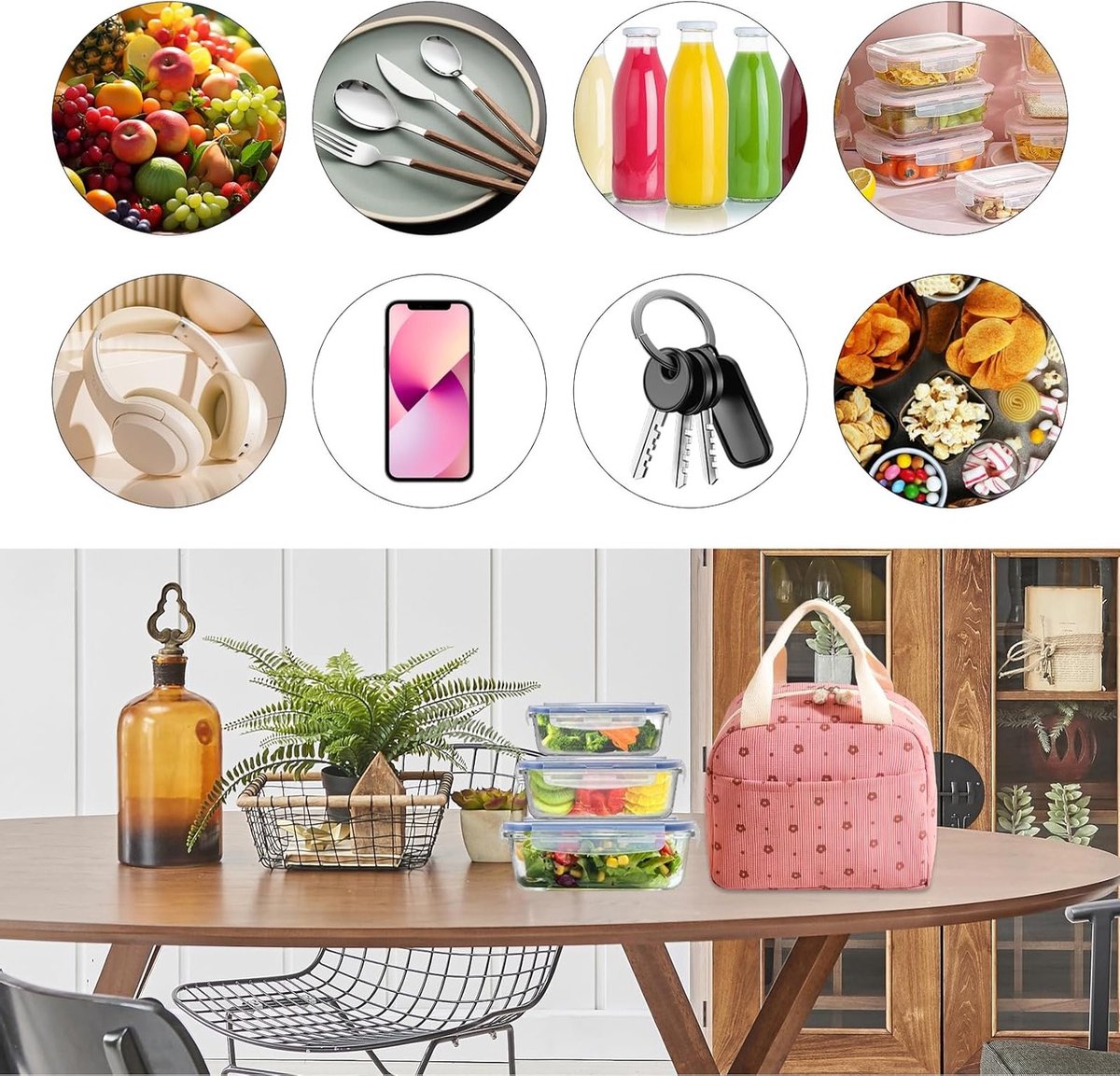 Thermal Lunch Bag - Kleine Geïsoleerde Lunchtas - Cooler Bag voor Vrouwen - Draagbare Lunchtas - Thermische Tas voor Voedsel - Kleine Koeltas voor Maaltijden - School - Kantoor - Picknick — cadeau in Cadeau-ideeën - foto 6