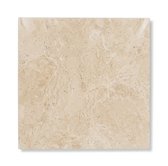 Vierkant, plat beige travertinen dienblad met natuurlijke aders.