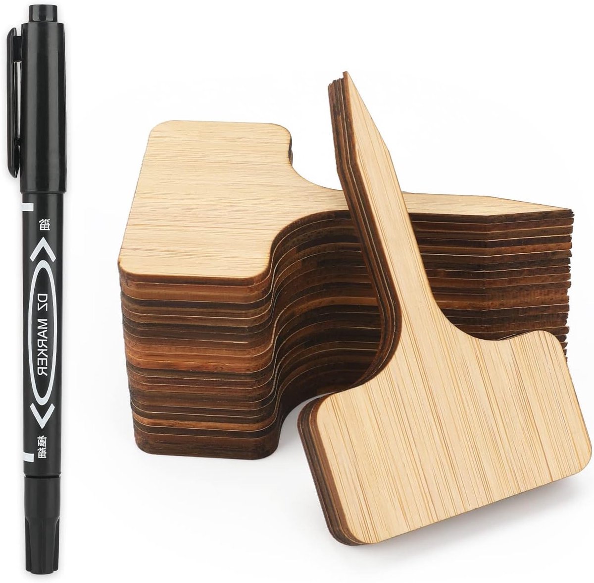 24 Stuks Eco-vriendelijke Bamboe Plantenlabels, Tuinmarkers voor Kruiden, Zaden, Bloemen en Groenten (10 x 6 cm) vierkant