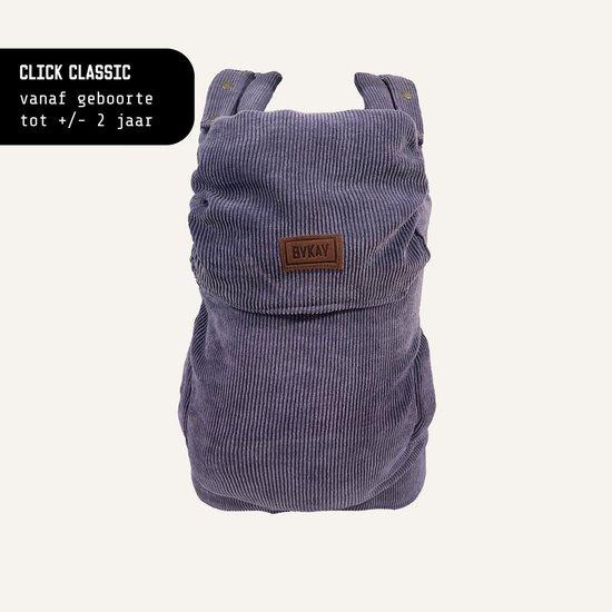 ByKay Draagzak Click Carrier Classic - Ergonomische Draagzak Baby vanaf Geboorte tot 2 Jaar / Tot 18 KG - Comfortabel & Snel met Click & Go - voor Buik, Heup en Rug - Rib Purple