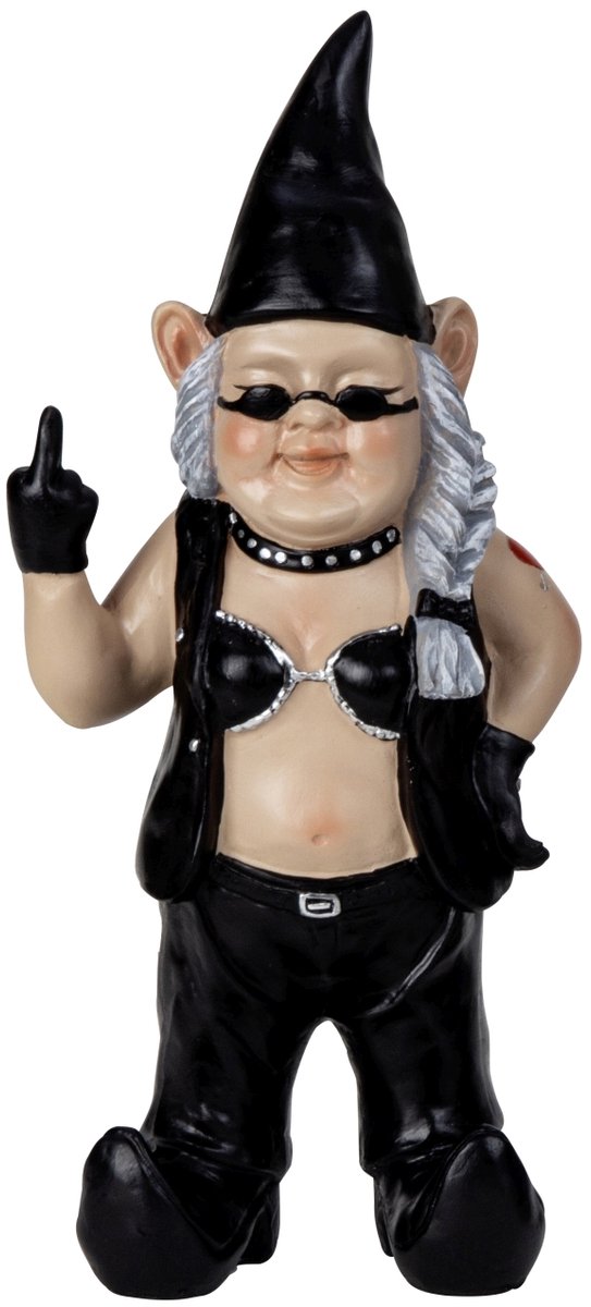 Tuinkabout meisje - Rockende dwergvrouw met stinkende vinger - Polyresin - 32 cm