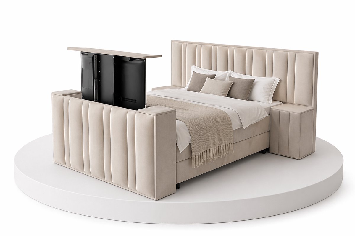 Boxspring CineLux TV-Lift 160x200 met geïntegreerde TV-lift