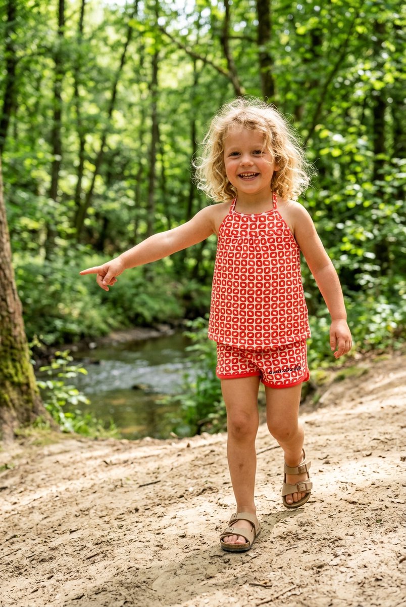 Ducksday– Top - Girl – Stretch – Funky red – 1 jaar - 74/80