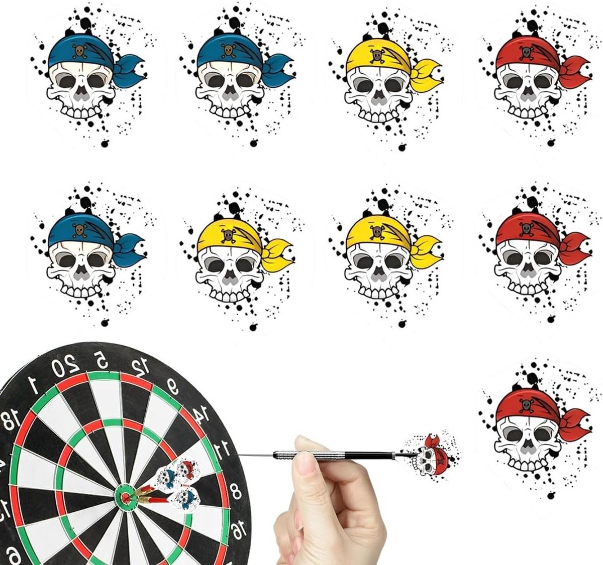 9 Stuks Darts Vleugels voor Darts Accessoires, Standaard Vleugels, Kunststof met Schaal Motief, Geschikt voor Zachte en Stalen Pijlen 4.4X3.6C