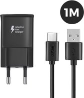 WiseQ Oplader USB C - Geschikt voor Samsung - 18W Fast Charger - Inclusief USB C Kabel 1 Meter - Zwart