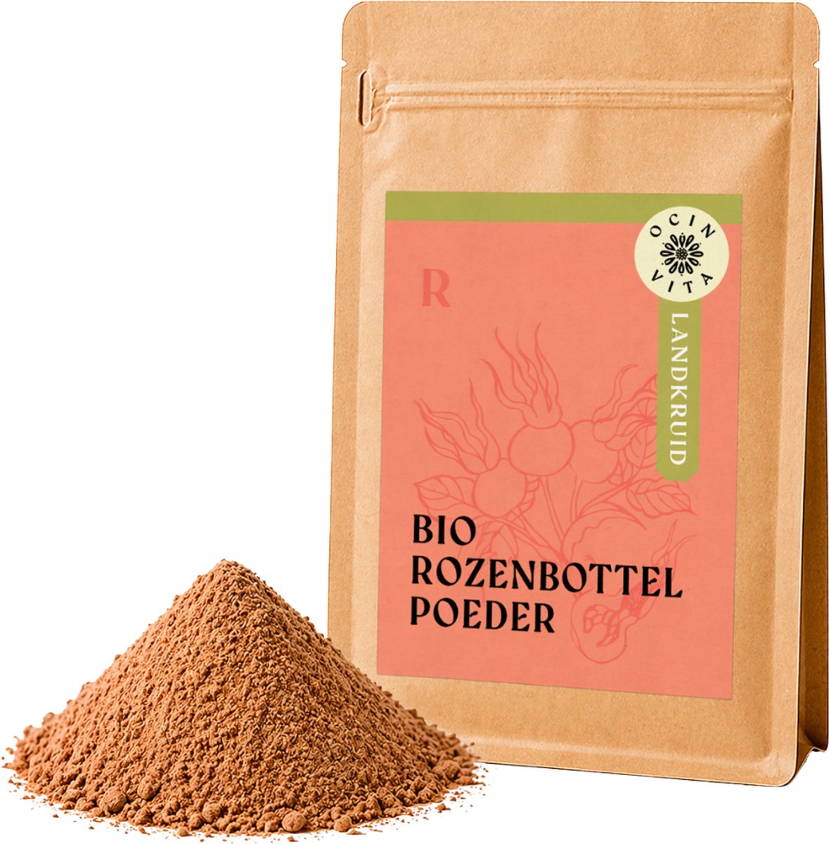 Rozenbottel Poeder Biologisch 250 g– 100% Puur Superfood - Natuurlijke Bron van Vitamine C & Antioxidanten - Ocin Vita