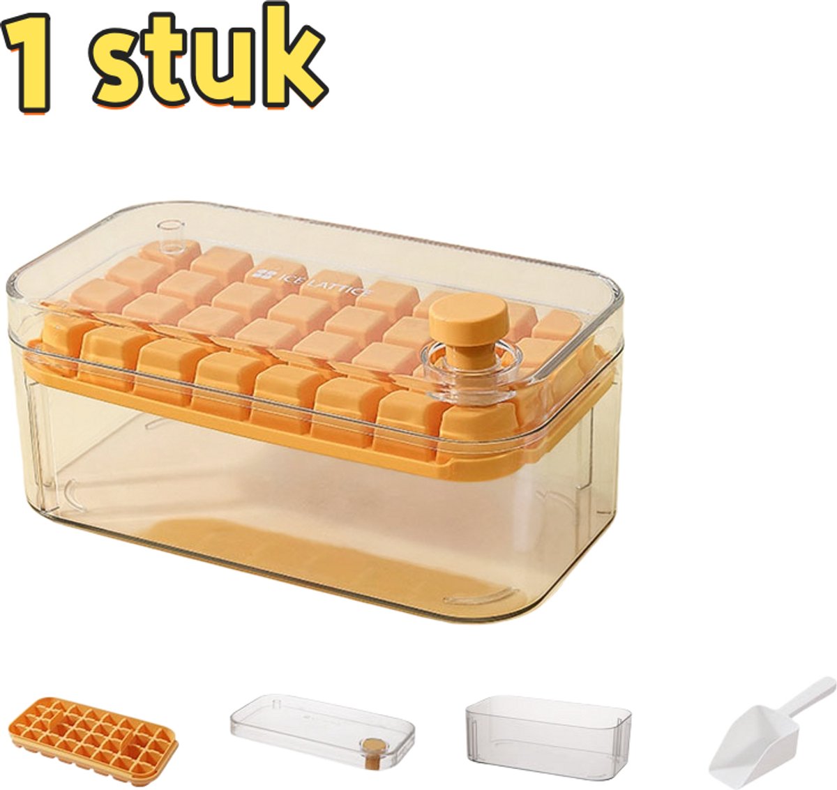 1 stuk - IJsblokjesvorm - 32 vakjes - Enkele laag - IJsblokjesmaker voor thuisgebruik - Eetbare ijsblokjes - IJsblokjesmachine - Gemakkelijk te ontvormen - Geschikt voor thuis, koelkast, zomer - 23*12,5*10 cm - Oranje