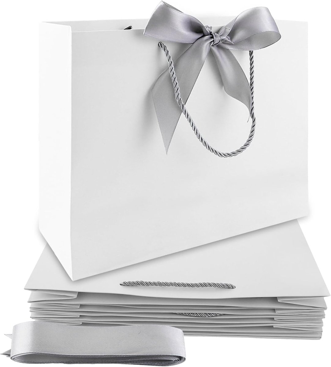 Cadeauzakjes Zwart 24 Stuks - Luxe Geschenkverpakking - Stevig Papier met Gouden Lint - Grote Cadeautassen met Handvat - Voor Verjaardag Bruiloft Kerst Cadeauzak Geschenkzakjes Papieren Tasjes