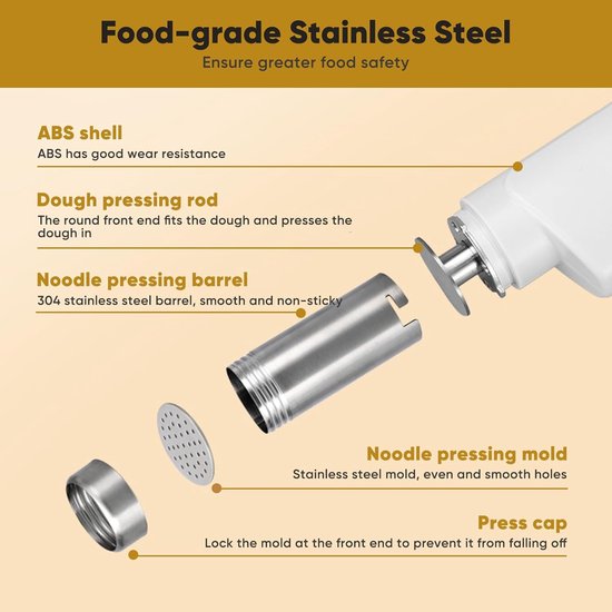 Elektrische Pastamachine - Automatische Noodle Maker met 5 Opzetstukken - Draadloos (2000 mAh) - Voor Verse Pasta & Noedels van Merkloos — afbeelding 4