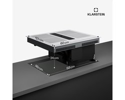 Klarstein Inductiekookplaat Full House met afzuiging - 60 cm, 4 zones, flexzones, 6000 W boost, geïntegreerde downdraft afzuiging 530.1m³/h, touch control, timer, kinderslot, glaskeramiek, wit - Induction Hob - Inductie Kookveld