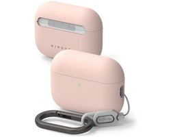 Ringke Silicone Hoesje Geschikt voor Apple AirPods Pro 3 - Siliconen Cover - Karabijnhaak - Case Roze