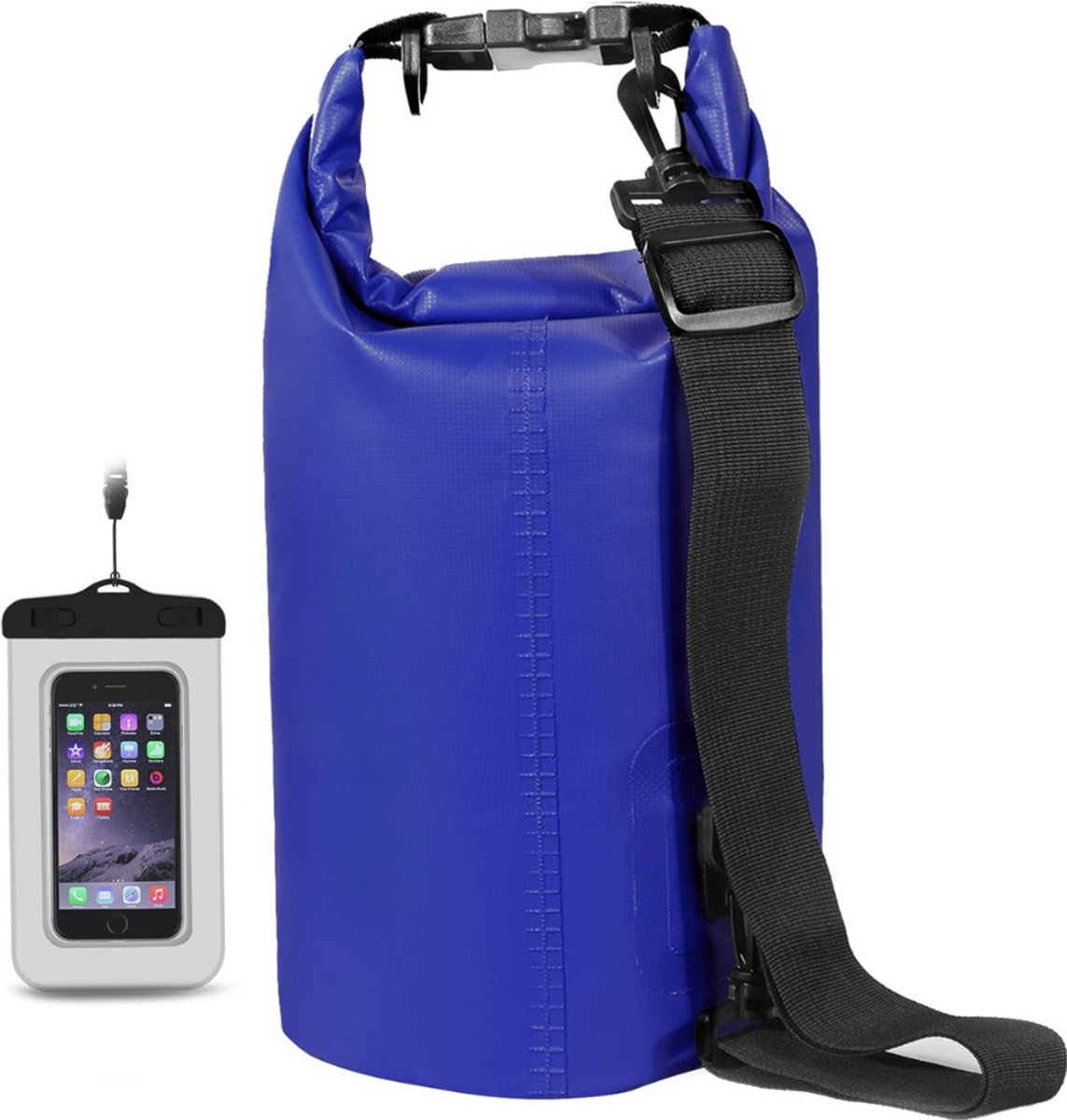 Drybag met Telefoontasje en Riemen - Waterdichte Tas / Rugzak - Strandtas - Zwemtas - Wetbag - Droogtas - Outdoor Tas - PE - 30L - Blauw - van Imperatoris