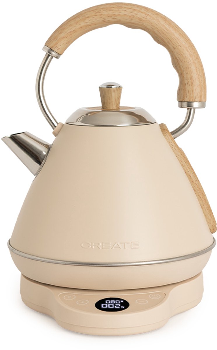 CREATE - Elektrische waterkoker 1 L met temperatuurregeling - Zand - KETTLE RETRO PRO