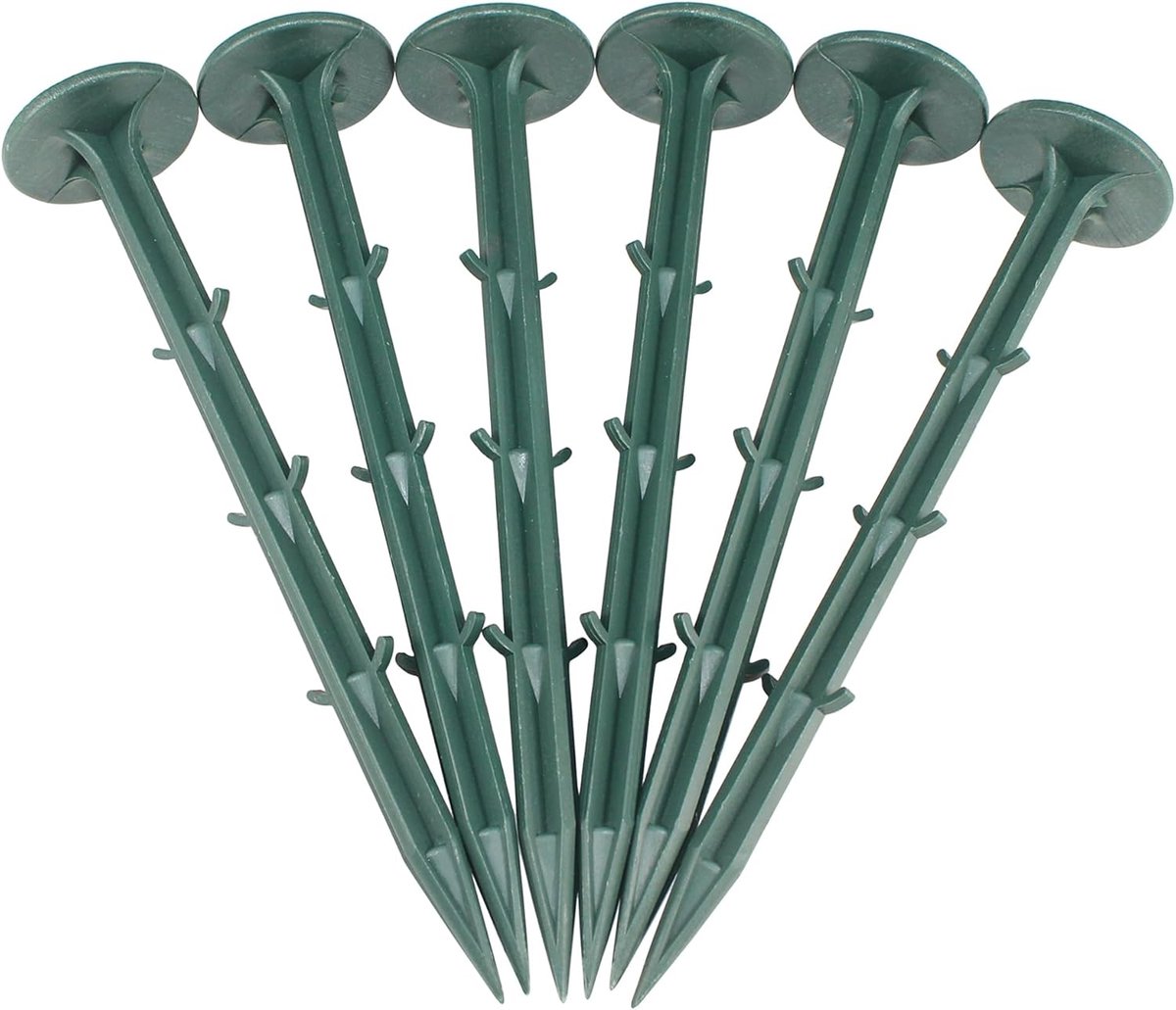 Oneay 50/100/150 Pack 16 cm Plastic Garden Lawn Stakes, Landscape Anchors Rustproof Spikes for Ground Lawn Edging, Weed Fabric, Tarp, Christmas Yard Decor, Camping Tent (150)