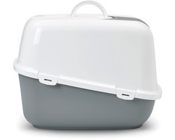 Savic Nestor Jumbo - Kattenbak XL - Inklapbare Voorkant - Grijs/Wit - 66,5 x 48,5 x 46,5 cm