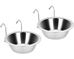 Set hangende voerbakken (2-pack) — Voerbakken voor huisdieren — Voerbakken voor honden — Verhoogde voer- en waterbakken — Voor kleine honden — Voer- en drinkset voor honden — Hondenbak — Morsbestendige, multifunctionele bak (8 oz / 1 cup)