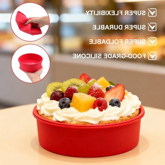 Ronde 16 cm Silikon Cakevormen - 2 Stuks, Niet Plakkerig, Ideaal voor Taarten, Brood en Gebak in de Airfryer — afbeelding 2