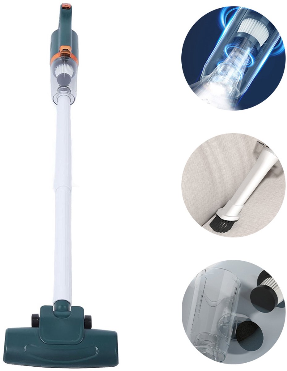 Draadloze Stofzuiger - 8500 Pa Zuigkracht - Steelstofzuiger - 75 W - 1500 Mah Lithiumbatterij - 700 ML Stofreservoir - Draadloze Handstofzuiger voor Thuisgebruik - Groen – foto 8
