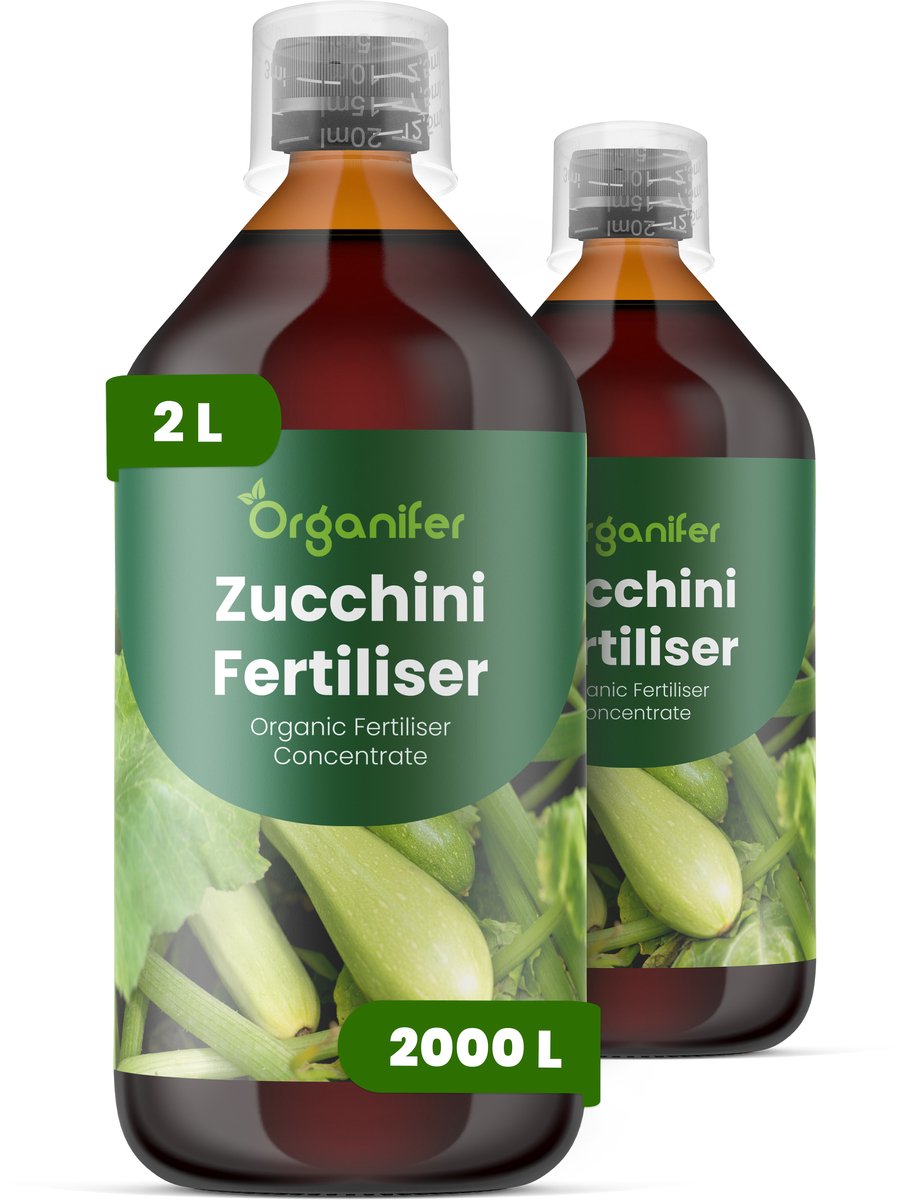 Vloeibare Meststof Voor Courgette - 2X1 L Voor 2000 L - Npk 2-1-8 - Ondersteunt Vegetatieve Groei En Continue Vruchtvorming - Verbetert Vorm En Algehele Kwaliteit Van De Vruchten - Versterkt Het Wortelstelsel Voor Hoge Opbrengst - Organifer