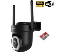FINEX® Beveiligingscamera Buiten – 1080P – Buiten Camera Met Nachtzicht – Buitencamera – Bewakingscamera voor Buiten – Beveiligingscamera Met WiFi en App – Inclusief 32GB SD Kaart – Zwart